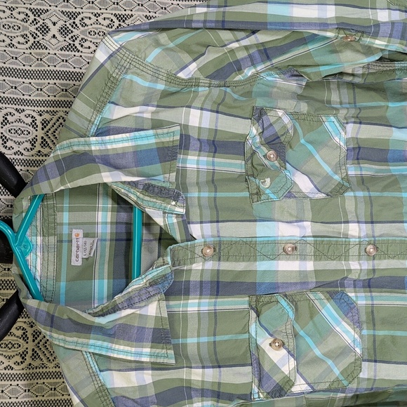 Carhartt Ladies Large Plaid Button Up Shirt L Workwear - Picture 2 of 14